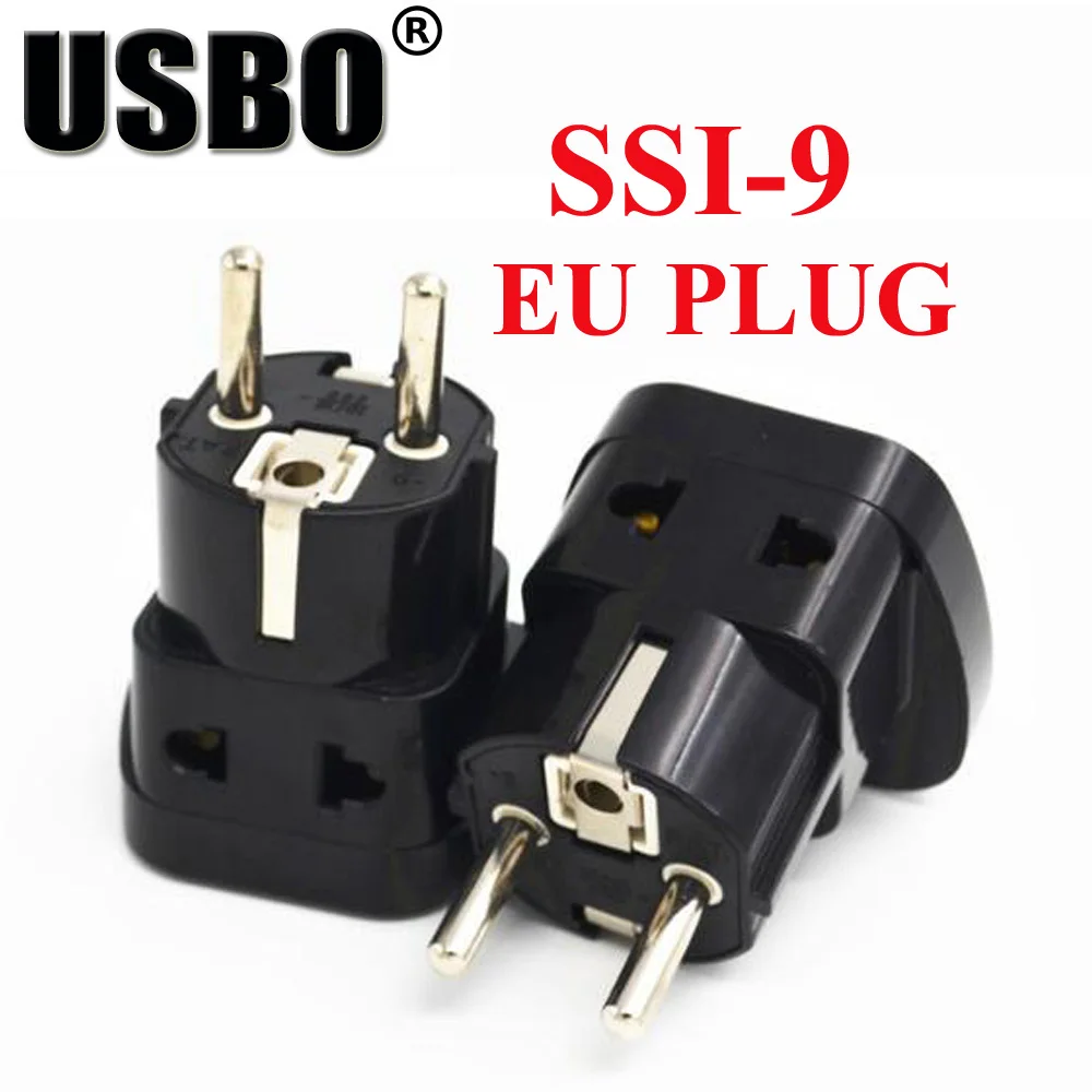 

Black white 10A 250V Europe universal travel adaptor plug AU/UK/US to EU AC power adaptor plug socket converter with safety door