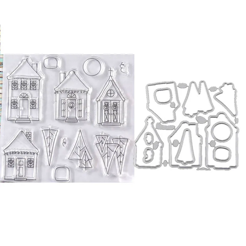 

House and tree Transparent Clear Stamp/coordinating die for DIY scrapbooking/photo album card making stationary supply