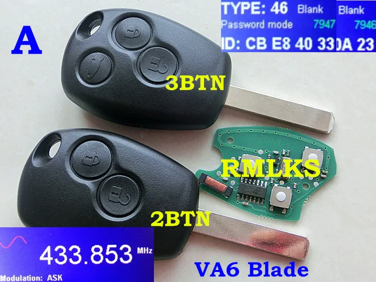 RMLKS 2 3 Button Remote Control Key Keyless Entry Fob 433MHz PCF7947 PCF7946AT Chip For Renault Clio Kangoo Master Modus Twingo
RMLKS 2 3 Button Remote Control Key Keyless Entry Fob 433MHz PCF7947 PCF7946AT Chip For Renault Clio Kangoo Master Modus Twingo