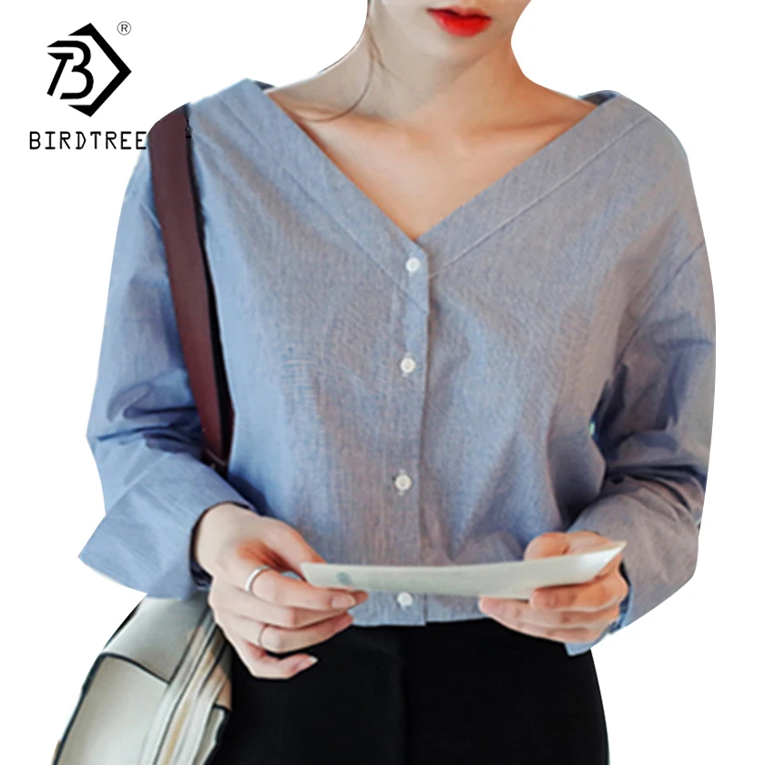 Sexy Women Shirt Spring Autumn Blue Striped Blouses European and American Style Fashion Long Sleeve V-Neck Women Tops T7D346A
Sexy Women Shirt Spring Autumn Blue Striped Blouses European and American Style Fashion Long Sleeve V-Neck Women Tops T7D346A