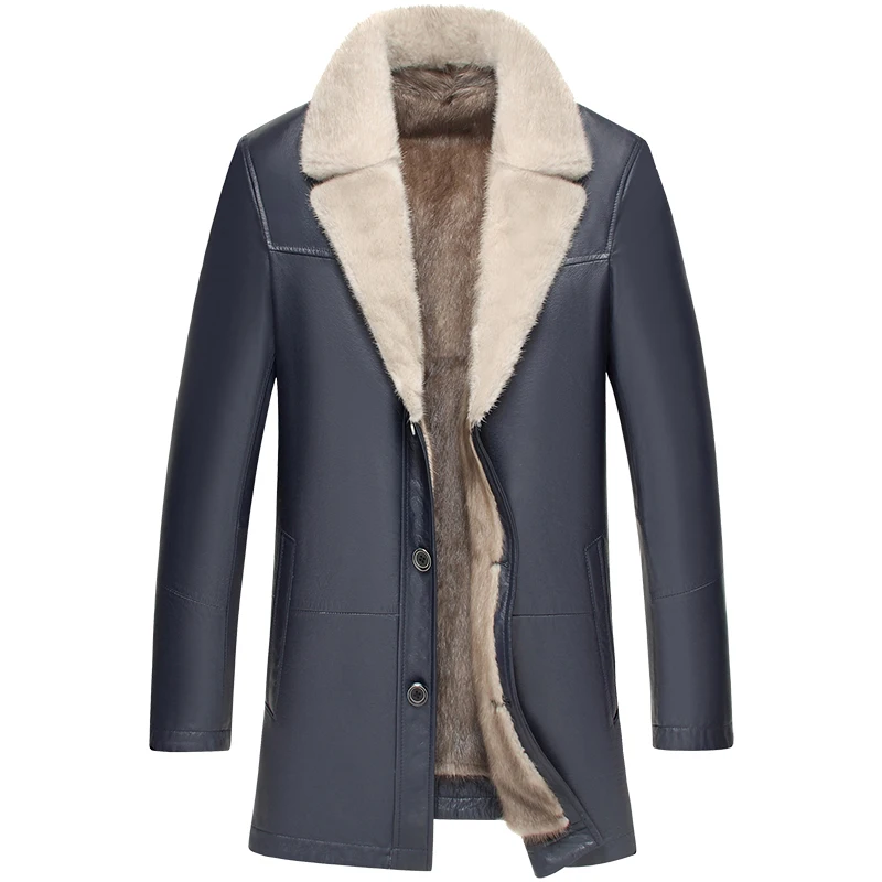 Genuine leather jacket men winter thick warm fur coat natural mink fur lined jacket cow skin medium long design NPI 80830F
Genuine leather jacket men winter thick warm fur coat natural mink fur lined jacket cow skin medium long design NPI 80830F