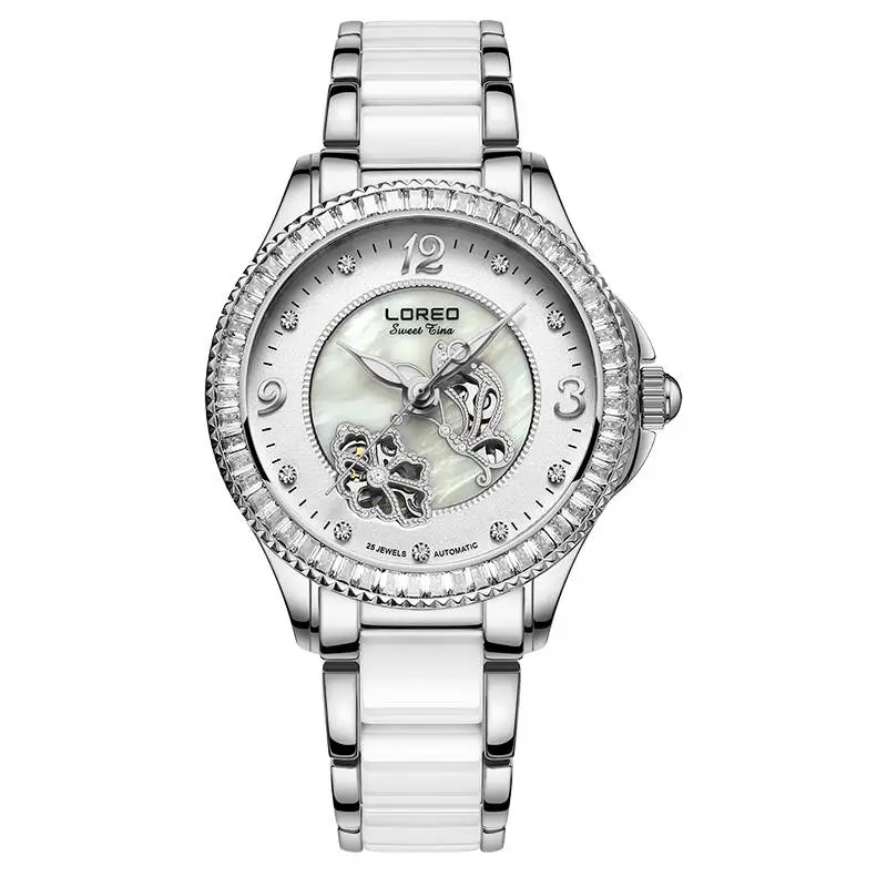 

LOREO 1108 Germany watches luxury brand ceramics automatic diamond sapphire automatic mechanical watch hollow fashion lady watch