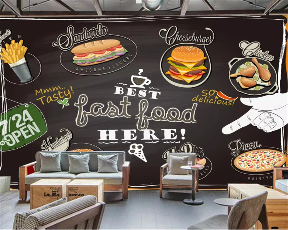 beibehang European classic personality wallpaper pizza dessert shop blackboard color graffiti background wall papers home decor
beibehang European classic personality wallpaper pizza dessert shop blackboard color graffiti background wall papers home decor
