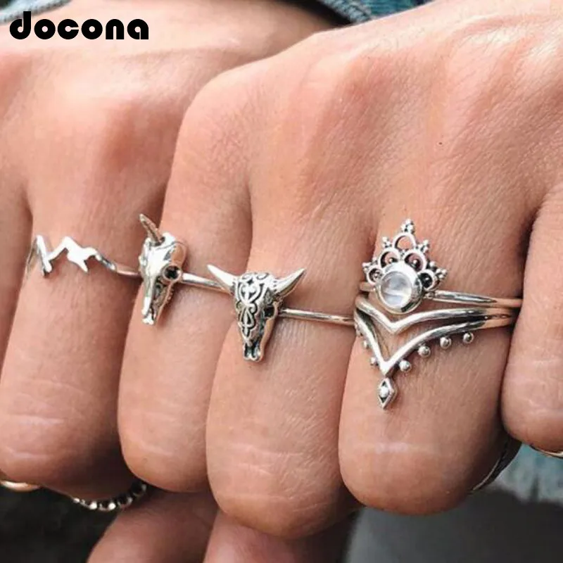 Docona Retro Metal Inlay Crystal Flower Rhinestone Bull Head Midi Finger Ring Set For Women Punk Hip Hop Unicorn Party Ring 7063
Docona Retro Metal Inlay Crystal Flower Rhinestone Bull Head Midi Finger Ring Set For Women Punk Hip Hop Unicorn Party Ring 7063