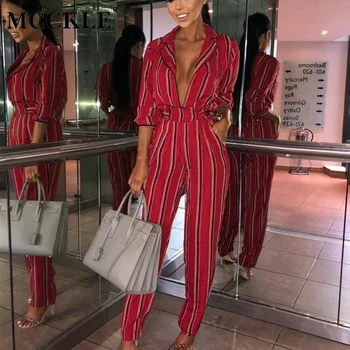 Women's Striped Deep V-neck Jumpsuit Long Sleeve Lace Up Sashes Romper Female 2019 Autumn Female Fashion Office Lady Jumpsuits
Women's Striped Deep V-neck Jumpsuit Long Sleeve Lace Up Sashes Romper Female 2019 Autumn Female Fashion Office Lady Jumpsuits