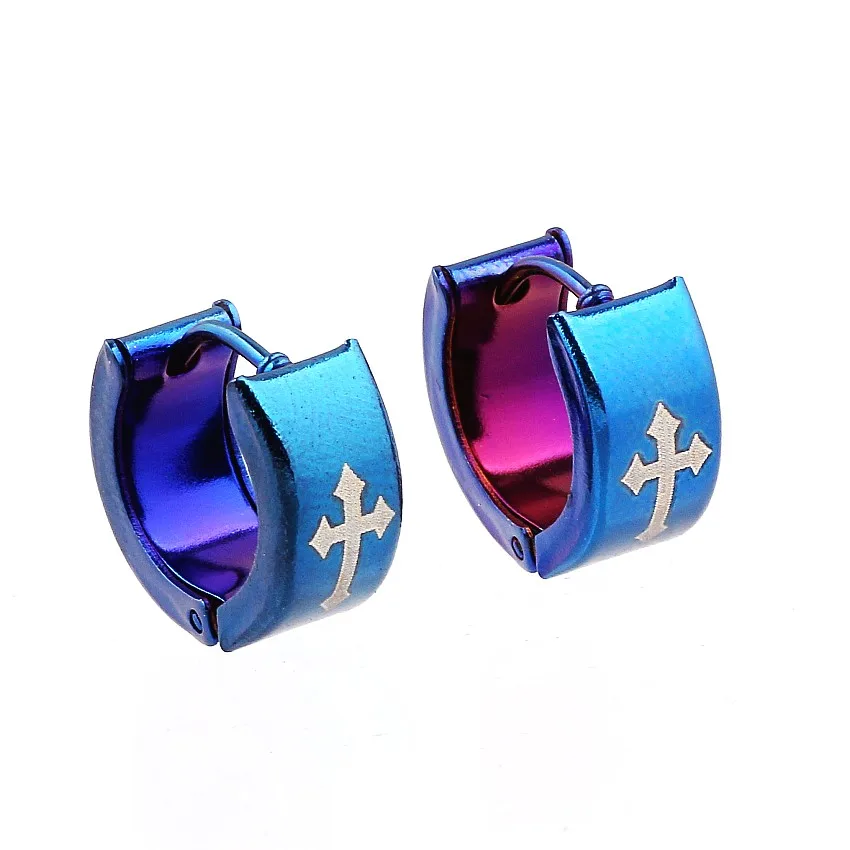 QianBei Fashion Fantastic Top Quality Blue color Stainless Steel Studs Hoop Mens womens Cross Earrings NEW
QianBei Fashion Fantastic Top Quality Blue color Stainless Steel Studs Hoop Mens womens Cross Earrings NEW