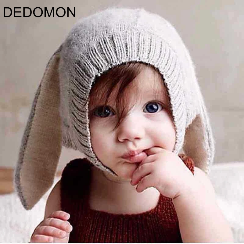 

Long Ears Baby Hats Soft Warm Hats Cute Toddler Kids Knitted Woolen Bunny Beanie Caps for Unisex Baby 0-3Y Newborn Photo Props