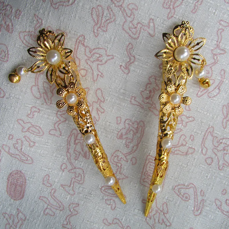 2 PCS Chinese Golden Long Nails Decor Flower Beads Ancient India Dance Performance
2 PCS Chinese Golden Long Nails Decor Flower Beads Ancient India Dance Performance