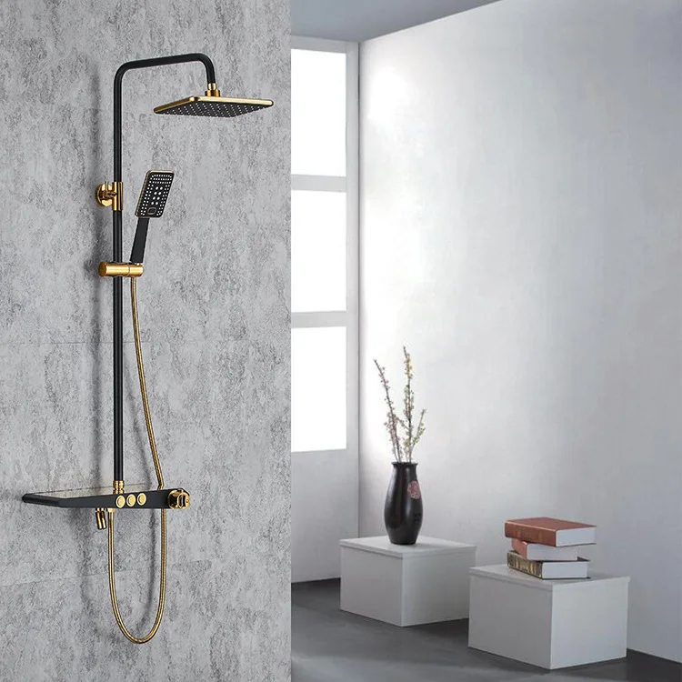 Thermostatic Black shower set rainfall bathroom shower luxury bathtub shower mixer set Gold Bath Shower hot cold Faucet set
Thermostatic Black shower set rainfall bathroom shower luxury bathtub shower mixer set Gold Bath Shower hot cold Faucet set