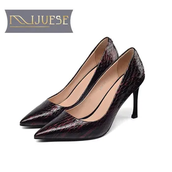MLJUESE 2019 women pumps autumn spring cow leather Rome style snake strip pointed toe high heels lady shoes party dress wedding
MLJUESE 2019 women pumps autumn spring cow leather Rome style snake strip pointed toe high heels lady shoes party dress wedding