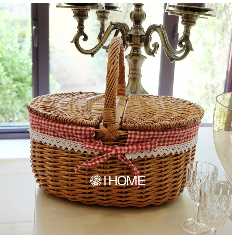 Wicker Picnic basket handmade storage cassette cover steamed willow baskets woven straw fruits basket for gardening and shopping
Wicker Picnic basket handmade storage cassette cover steamed willow baskets woven straw fruits basket for gardening and shopping