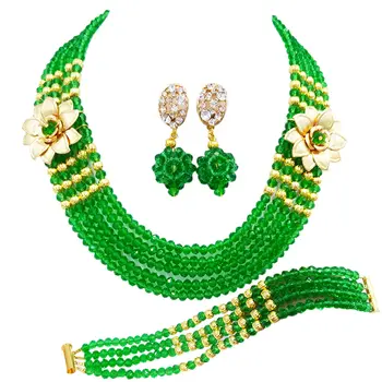 Fashion Green Crystal Beaded Multi Strands Necklaces Sets Nigerian Wedding African Beads Jewelry Set 5-XSH09
Fashion Green Crystal Beaded Multi Strands Necklaces Sets Nigerian Wedding African Beads Jewelry Set 5-XSH09