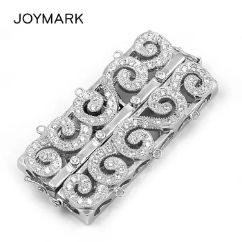 3 Strands Sterling Silver Double Safe Box Clasps Pave Zircon Rectangle Multifunction Clasp Pearl Necklace Connector SC-CZ031
3 Strands Sterling Silver Double Safe Box Clasps Pave Zircon Rectangle Multifunction Clasp Pearl Necklace Connector SC-CZ031