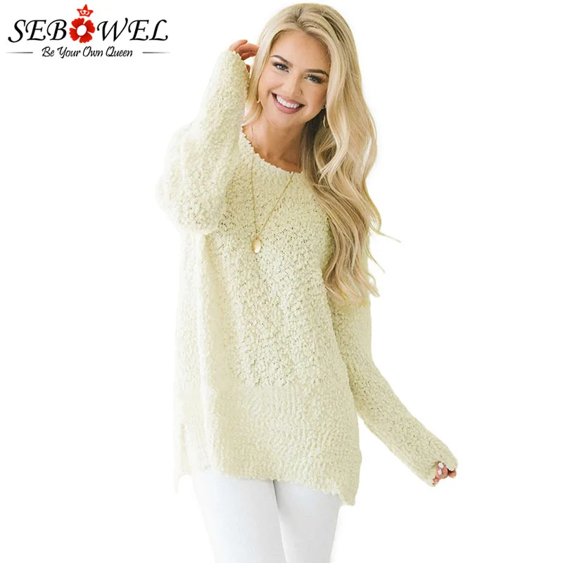 SEBOWEL Long Sleeve Popcorn Pullover Sweater for Woman Knitted Top New Spring Autumn Female Solid Sweaters 2019 Ladies Pullovers
SEBOWEL Long Sleeve Popcorn Pullover Sweater for Woman Knitted Top New Spring Autumn Female Solid Sweaters 2019 Ladies Pullovers