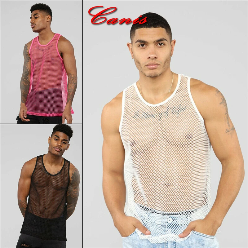 2019 New Mesh Tank Top Sexy Men Sheer Fishnet Muscle Gym Clothing M-XXL Loose Fitted Clubwear Mens Tank Tops Shirt Transparent
2019 New Mesh Tank Top Sexy Men Sheer Fishnet Muscle Gym Clothing M-XXL Loose Fitted Clubwear Mens Tank Tops Shirt Transparent