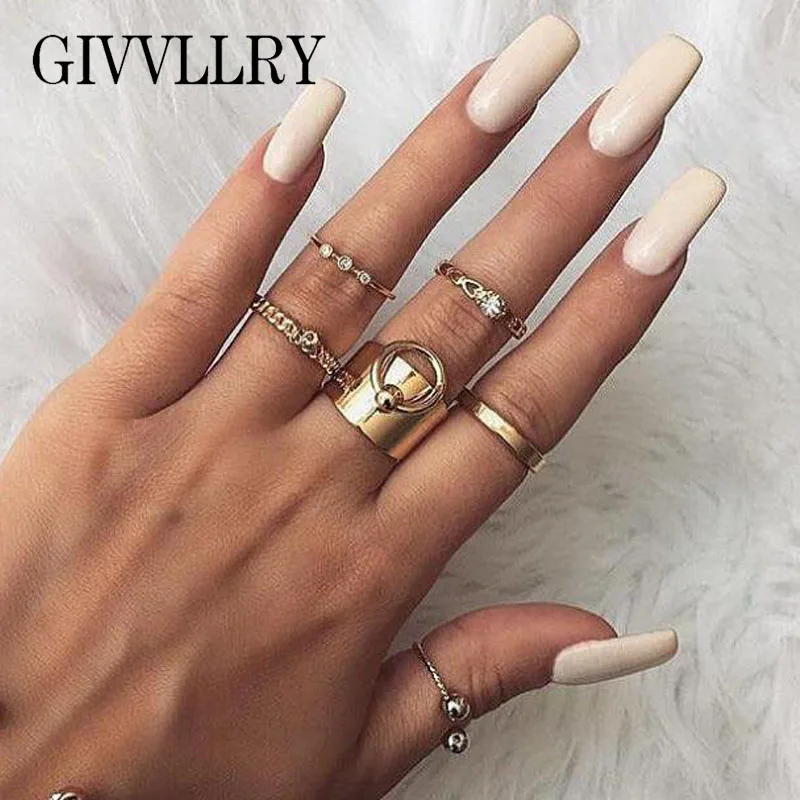 GIVVLLRY 6 pcs/set Geometric Rings for Women Creative Crystal Gold Knocker Shape Wide Rings Set Fashion Knuckle Jewelry
GIVVLLRY 6 pcs/set Geometric Rings for Women Creative Crystal Gold Knocker Shape Wide Rings Set Fashion Knuckle Jewelry