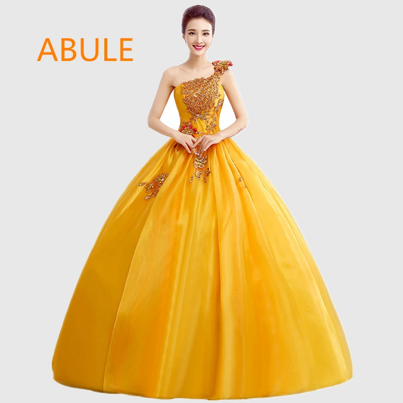ABULE Quinceanera Dresses srtapless lace up Yellow crystal ball gown prom dress peacock Gown 15 Years Layer Tulle Custom sizes
ABULE Quinceanera Dresses srtapless lace up Yellow crystal ball gown prom dress peacock Gown 15 Years Layer Tulle Custom sizes