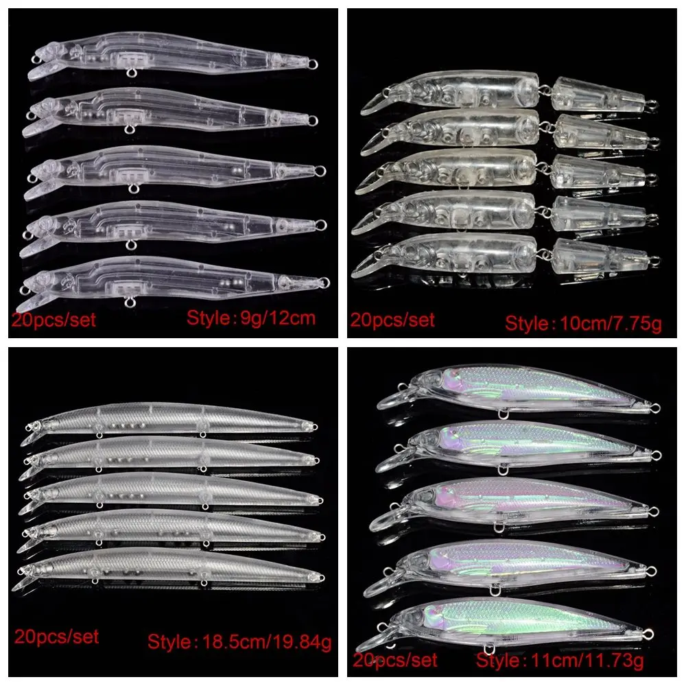 20Pcs Transparent Lifelike Eyes Bait Embryo Body Kinds of Blank Crankbait Unpainted Hard Bait Fishing Lure Bodies Tackle
20Pcs Transparent Lifelike Eyes Bait Embryo Body Kinds of Blank Crankbait Unpainted Hard Bait Fishing Lure Bodies Tackle