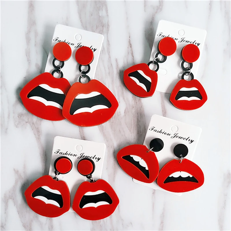1pair Creative New Personality Acrylic Red Lips Mouth Stud Earrings for Women Short Long Earings Fashion Jewelry 2019 Charms
1pair Creative New Personality Acrylic Red Lips Mouth Stud Earrings for Women Short Long Earings Fashion Jewelry 2019 Charms