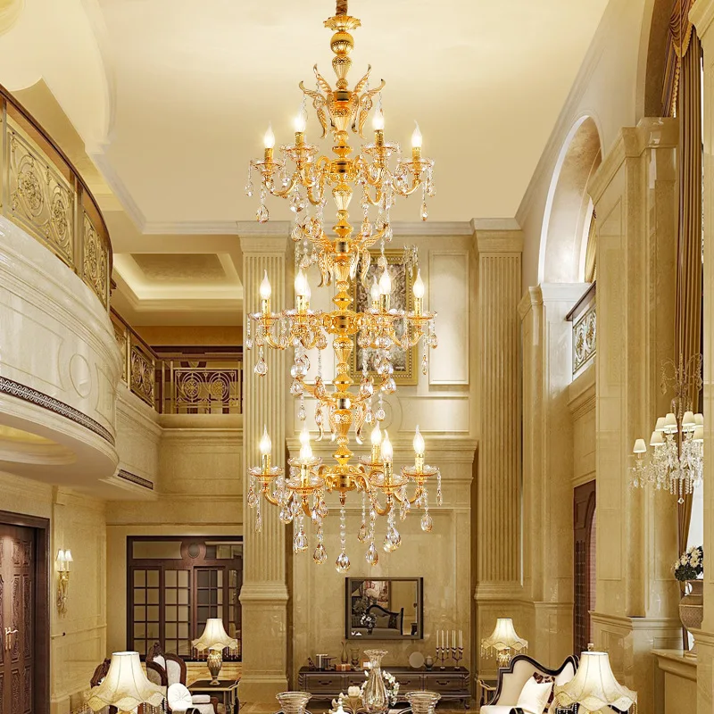 Nordic long stair Chandelier Lamp Foyer gold Crystal Chandeliers Lustre de cristal Europe Style Retro Hanging Light for Villa
Nordic long stair Chandelier Lamp Foyer gold Crystal Chandeliers Lustre de cristal Europe Style Retro Hanging Light for Villa