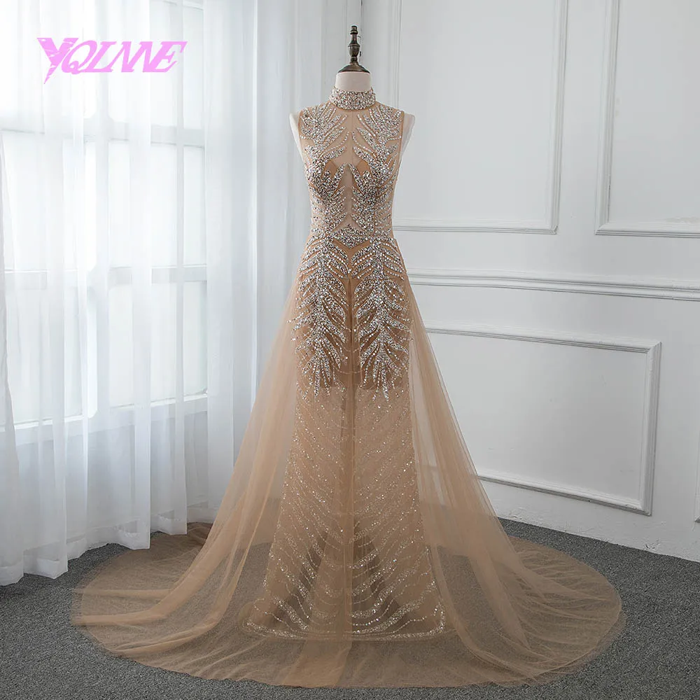 YQLNNE 2019 Champagne Rhinestones Evening Dress Long High Neck Backless Prom Gown Robe De Soiree Pageant Dresses
YQLNNE 2019 Champagne Rhinestones Evening Dress Long High Neck Backless Prom Gown Robe De Soiree Pageant Dresses
