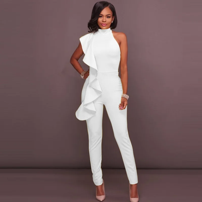 Rompers Womens Summer Jumpsuit 2019 Spring Summer One Piece Set Women Fashion Elegant Sleeveless Ruffle Sexy Slim Pant Suits
Rompers Womens Summer Jumpsuit 2019 Spring Summer One Piece Set Women Fashion Elegant Sleeveless Ruffle Sexy Slim Pant Suits