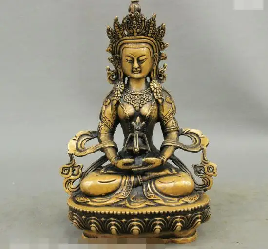 S6646 8" Tibet Tibetan Temple Pure Bronze Amitayus Longevity God Goddess Buddha Statue D0318
S6646 8" Tibet Tibetan Temple Pure Bronze Amitayus Longevity God Goddess Buddha Statue D0318