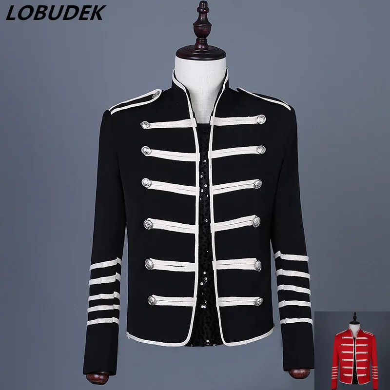 Black Red Stripe Slim Jacket Court Clothing Tide Male Dancer Jackets Punk Singer Concert Coat Nightclub Bar Show Costume S-3XL
Black Red Stripe Slim Jacket Court Clothing Tide Male Dancer Jackets Punk Singer Concert Coat Nightclub Bar Show Costume S-3XL