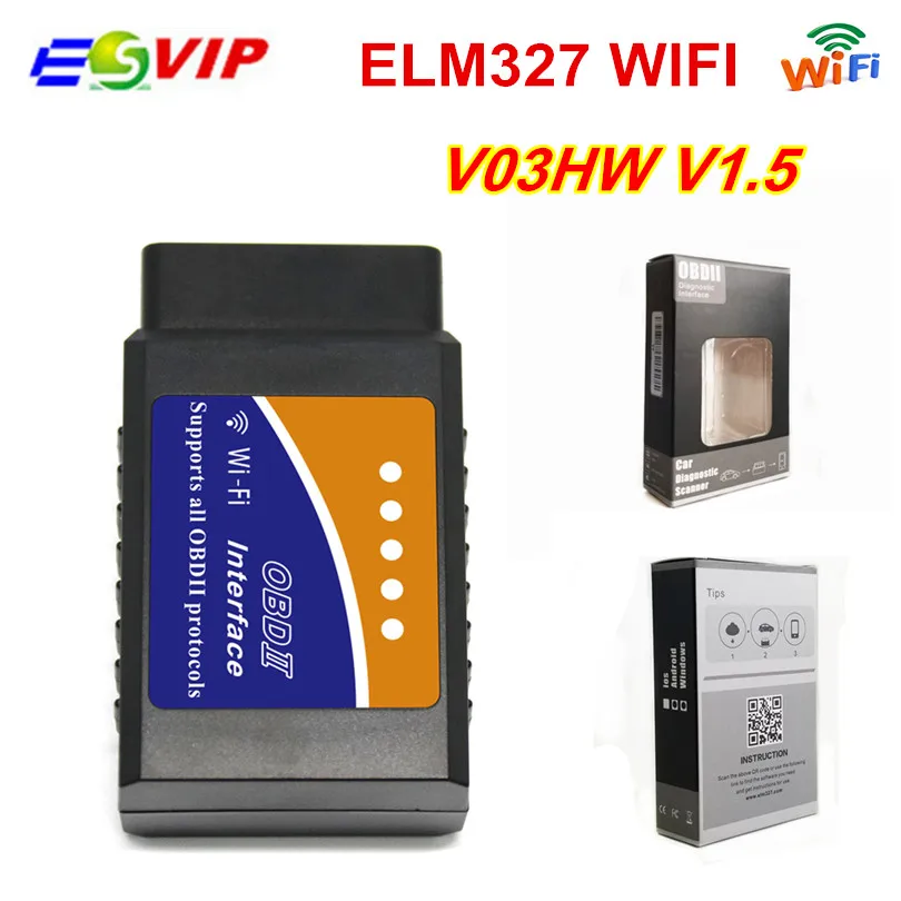 

New WiFi elm 1.5 V03HW Auto Fault Diagnostic Scanner Interface elm 327 v1.5 ELM327 obd/obd2 Scan Tool Supports OBDII Protocols