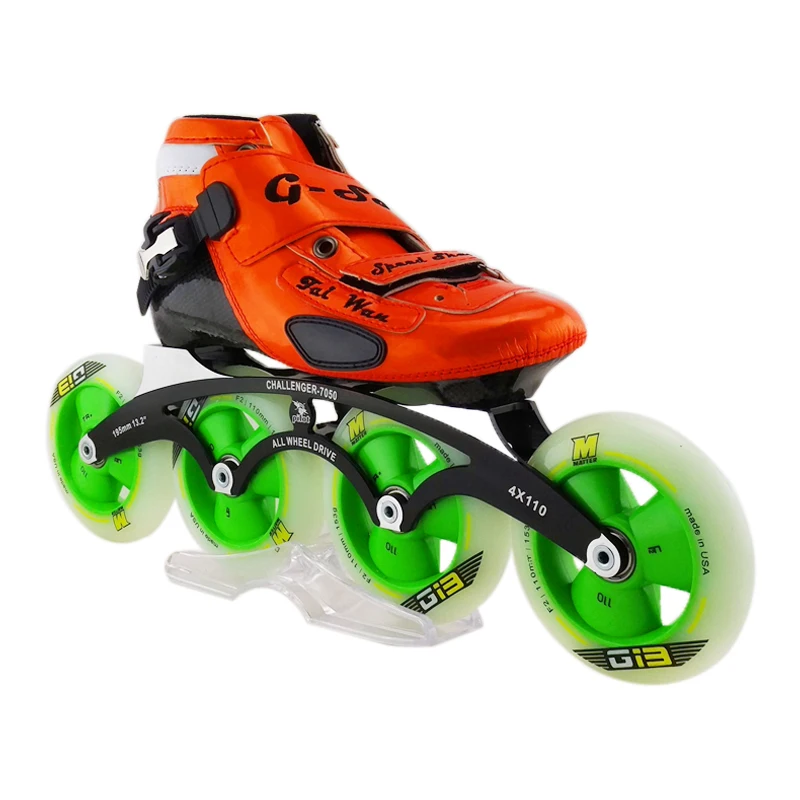 Carbon Fiber Roller Skater Shoes w/ 4 Wheels
