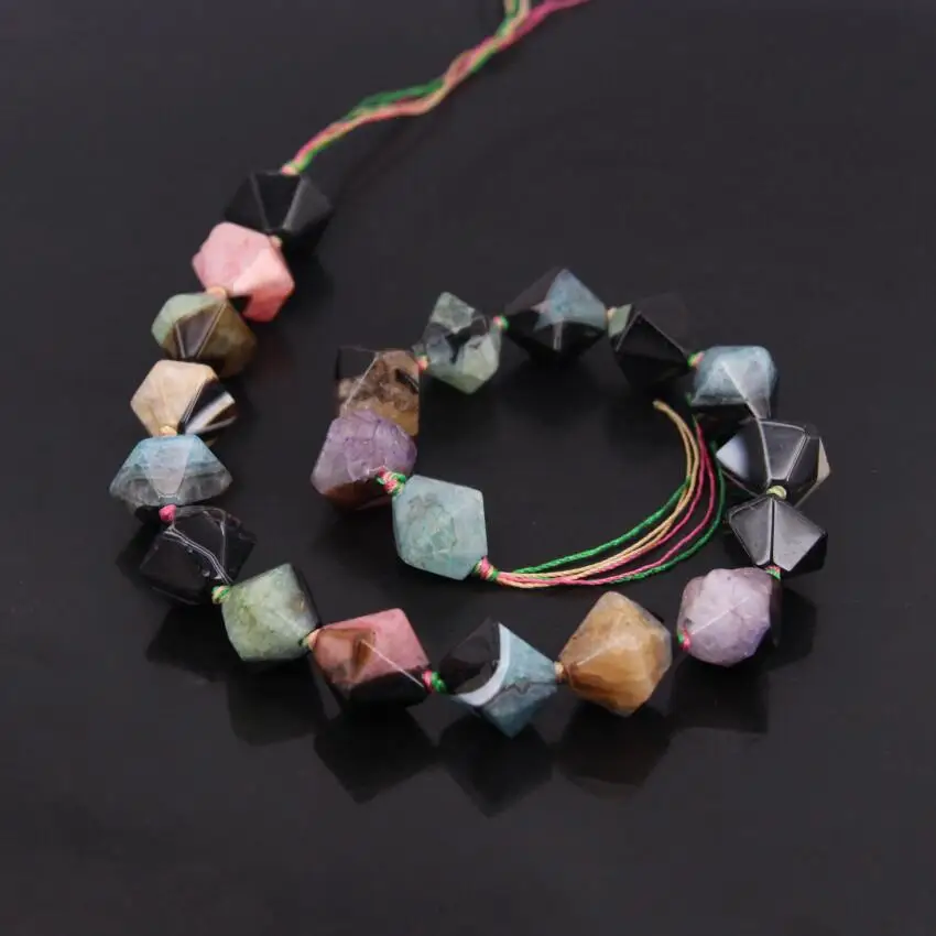 15.5"/strand Rainbow Agates Drusy Faceted Nugget Loose Beads Mixtz Geode Quartz Cut Lantern Pendants Necklaces Jewelry | Украшения и