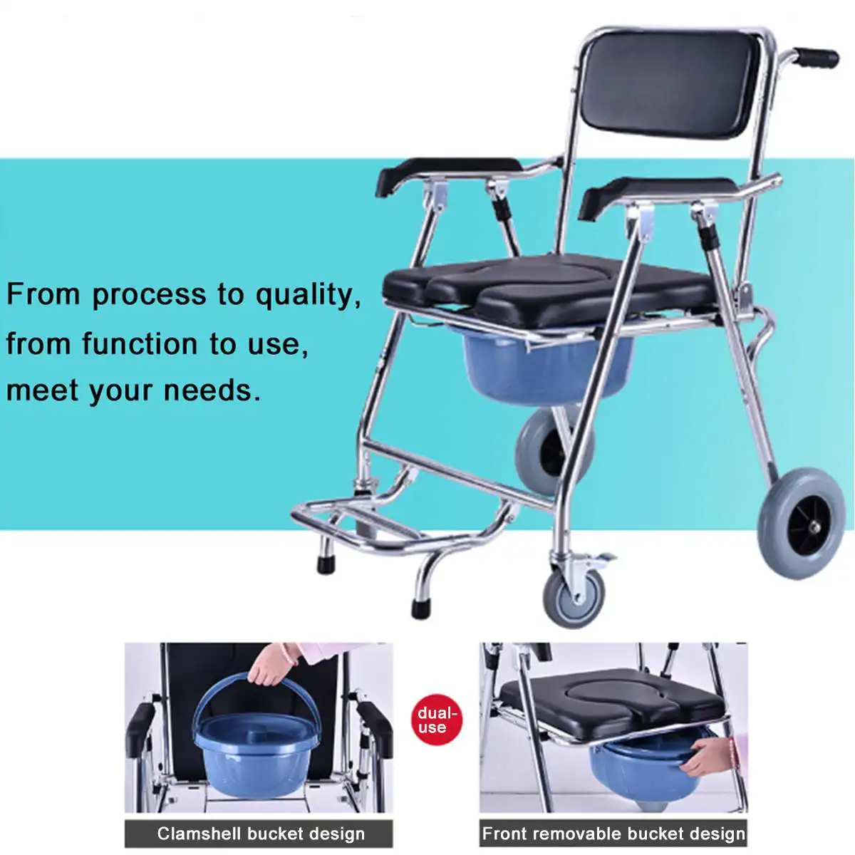 150KG Aluminium Folding Waterproof Shower Chair Rehabilitation Commode Toilet Wheelchair Lightweight Mobility Walker
150KG Aluminium Folding Waterproof Shower Chair Rehabilitation Commode Toilet Wheelchair Lightweight Mobility Walker