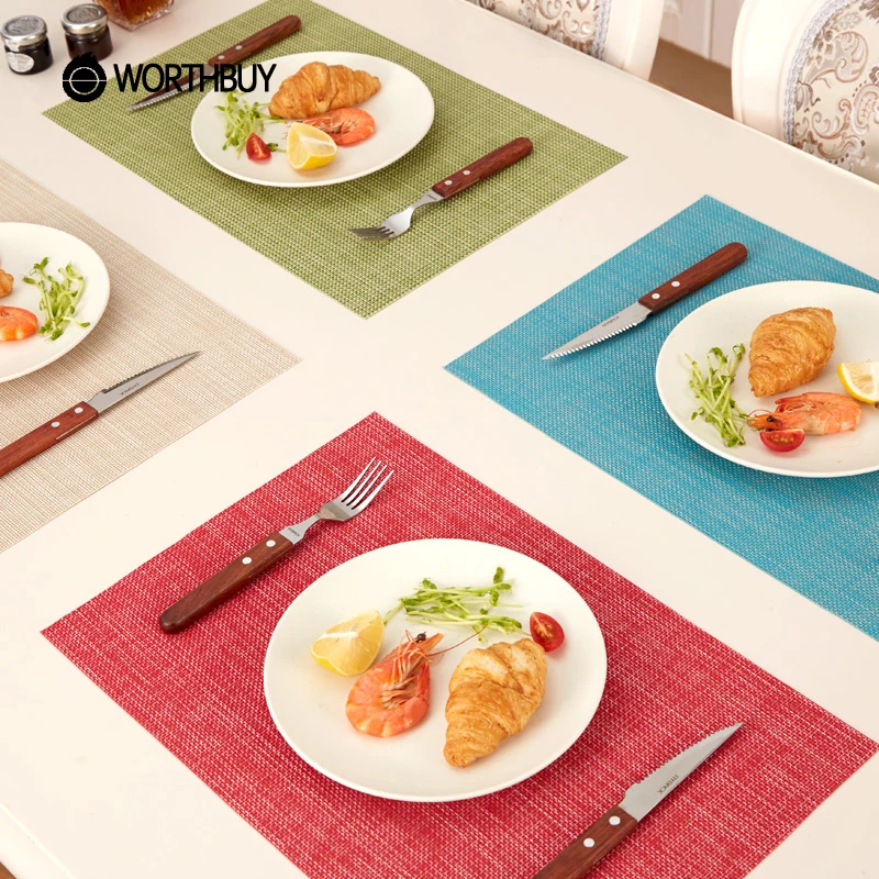 WORTHBUY 4 Pcs/Set PVC Placemat For Kitchen Dining Table Mat Non-Slip Waterproof Dinner Place Mats Bowl Plate Dish Pats Coasters
WORTHBUY 4 Pcs/Set PVC Placemat For Kitchen Dining Table Mat Non-Slip Waterproof Dinner Place Mats Bowl Plate Dish Pats Coasters
