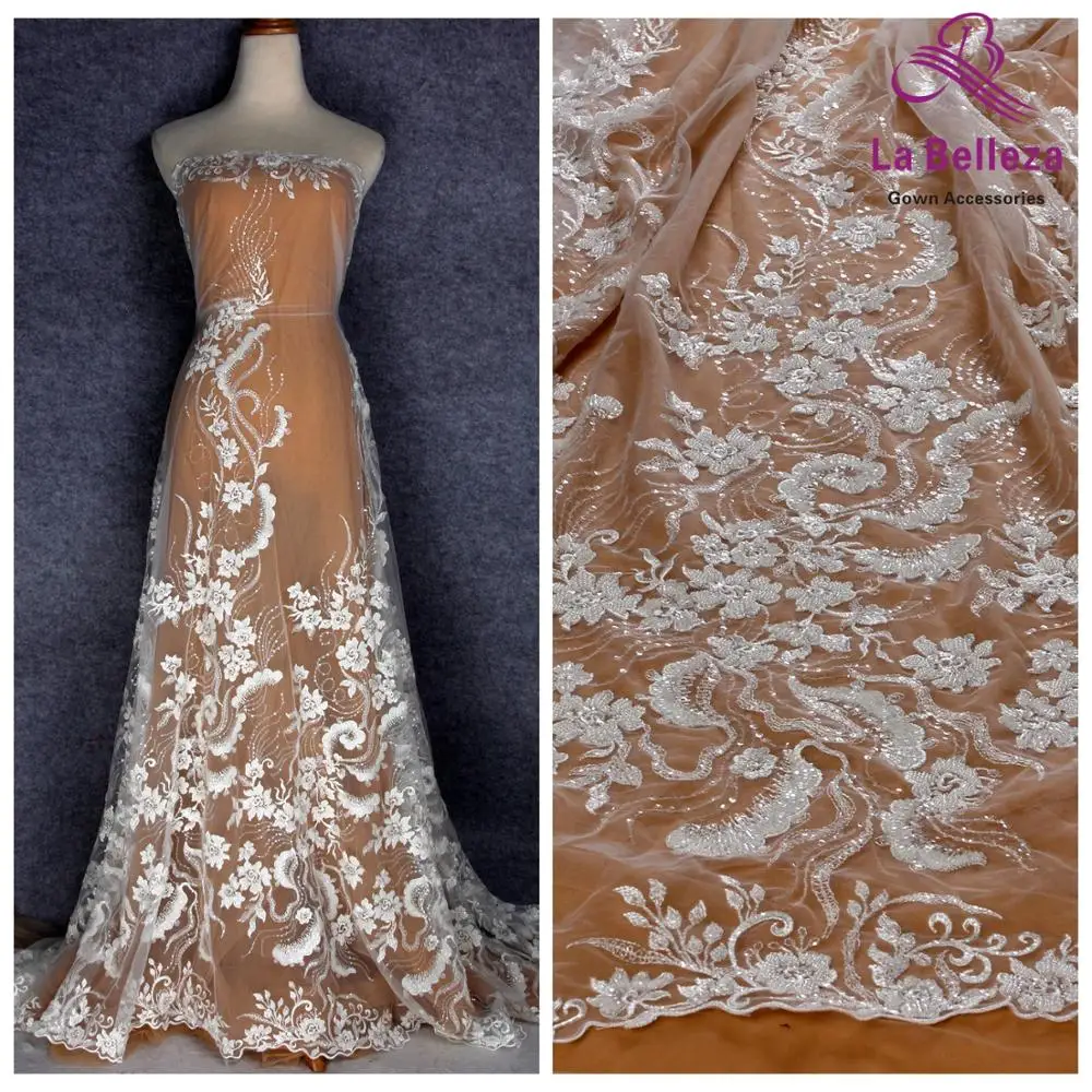 La Belleza Новое свадебное платье, кружевная ткань, белое, с бисером, с блестками, 1 ярд
La Belleza Новое свадебное платье, кружевная ткань, белое, с бисером, с блестками, 1 ярд