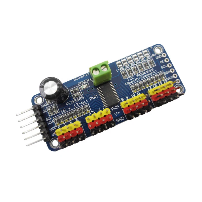 1pcs 16 Channel 12-bit PWM/Servo Driver-I2C interface PCA9685 module Raspberry pi shield module servo shield
1pcs 16 Channel 12-bit PWM/Servo Driver-I2C interface PCA9685 module Raspberry pi shield module servo shield