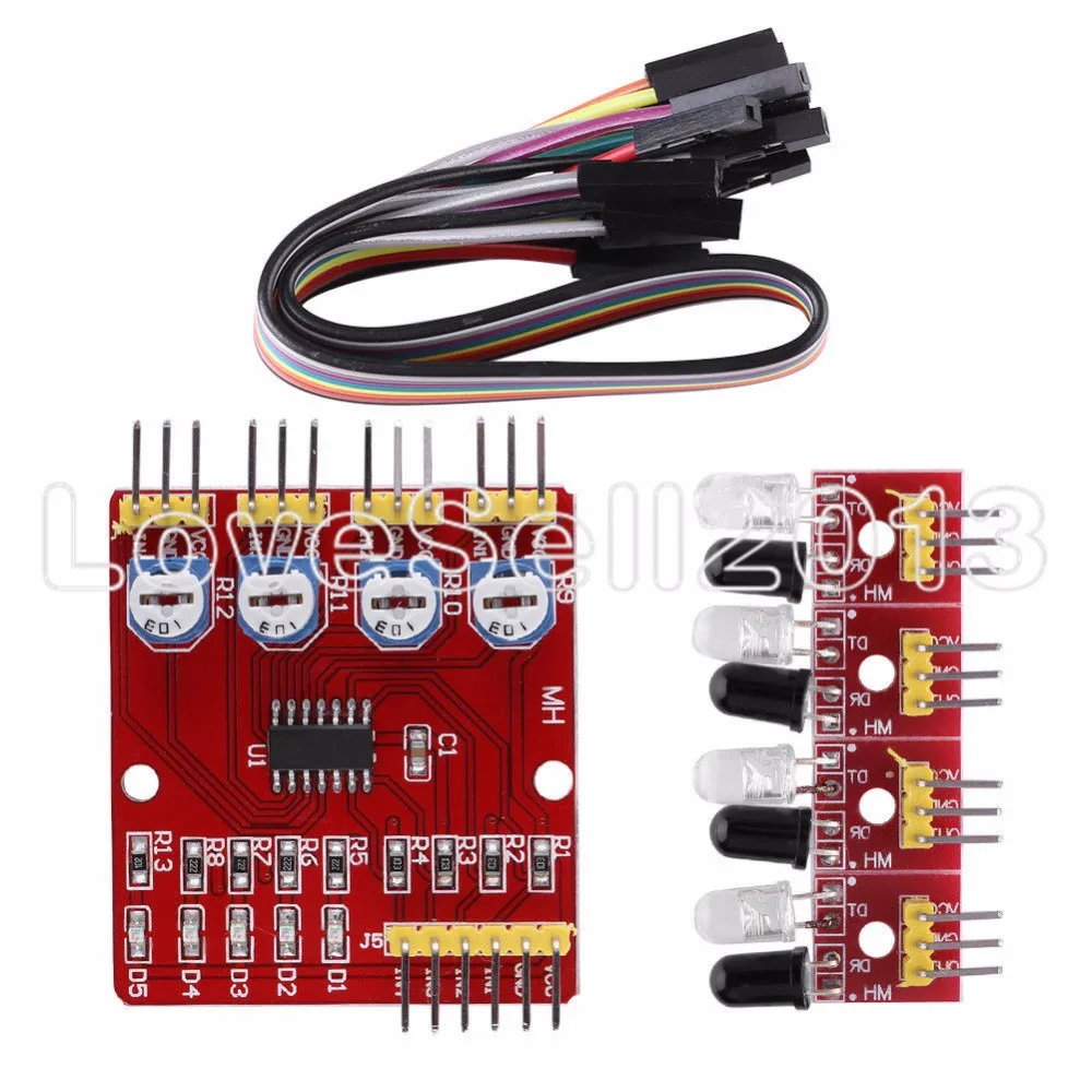 

Four Way 4 Channel Infrared Detector Tracing Transmission Line Obstacle Avoidance Sensor Module for arduino robot Diy kit