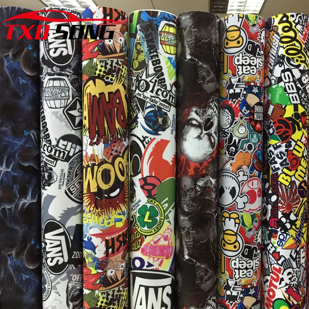 New Sticker bomb Vinyl Wrap StickerBOMB Adhesive Cartoon Skull JDM Printed Racing Motorcycle Bike Scooter Bomb Wrapping Film
New Sticker bomb Vinyl Wrap StickerBOMB Adhesive Cartoon Skull JDM Printed Racing Motorcycle Bike Scooter Bomb Wrapping Film