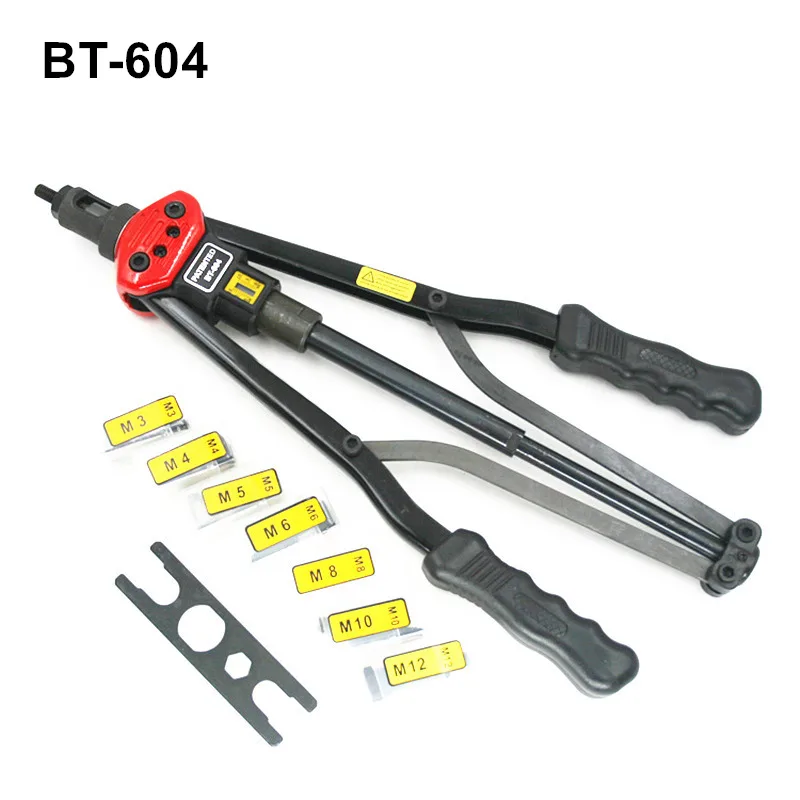 hand riveter pull rivet nut gun manual riveting tools with nut setting system M3/M4/M5/M6/M8/M10/M12M BT-604 carton package
hand riveter pull rivet nut gun manual riveting tools with nut setting system M3/M4/M5/M6/M8/M10/M12M BT-604 carton package