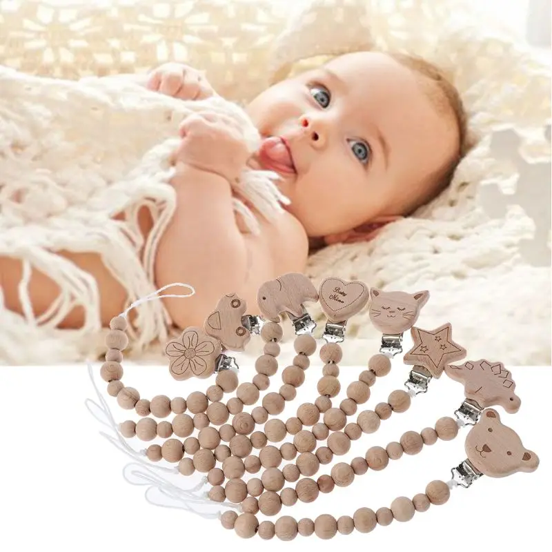 Baby Wood Beaded Pacifier Clip Dummy Chain Nipple Holder Infant Soother Teether For Infant Feeding
Baby Wood Beaded Pacifier Clip Dummy Chain Nipple Holder Infant Soother Teether For Infant Feeding