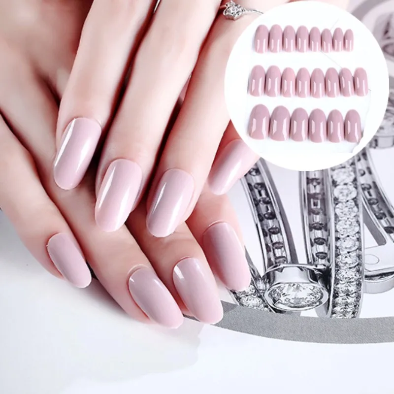 24pcs/Set Middle Long Nude False Nails Round Head Grey Pink Wedding Bride Nail Art Handmade Full Cover Finger Fake Nails
24pcs/Set Middle Long Nude False Nails Round Head Grey Pink Wedding Bride Nail Art Handmade Full Cover Finger Fake Nails