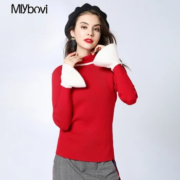 Women Turtleneck Sweater Red winter knitted sweater Cotton Women Flare Sleeve jumper Autumn Long sleeve sweater loose tops blusa
Women Turtleneck Sweater Red winter knitted sweater Cotton Women Flare Sleeve jumper Autumn Long sleeve sweater loose tops blusa