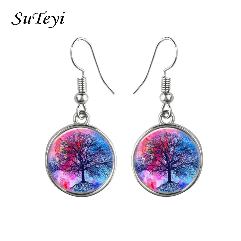 Wholesale Colorful Life Tree Glass Cabochon Hanging Earrings Jewelry For Women Silver Plated Long Drop Statement Earrings Women
Wholesale Colorful Life Tree Glass Cabochon Hanging Earrings Jewelry For Women Silver Plated Long Drop Statement Earrings Women