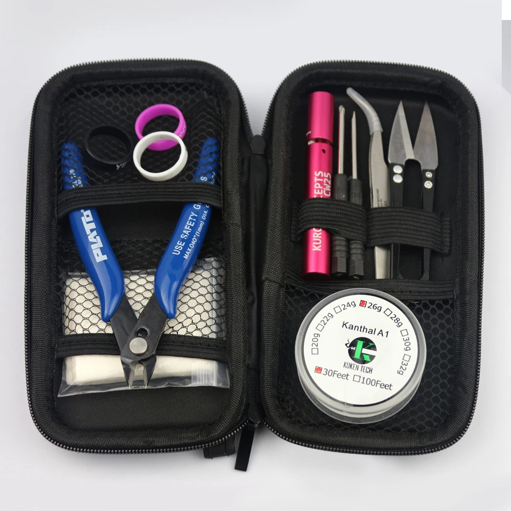 KEBO Electronic Cigarette DIY Tool Bag Tweezers Pliers Wire Heaters Kit Coil Jig For Packing Electronic Cigarette Accessories
KEBO Electronic Cigarette DIY Tool Bag Tweezers Pliers Wire Heaters Kit Coil Jig For Packing Electronic Cigarette Accessories