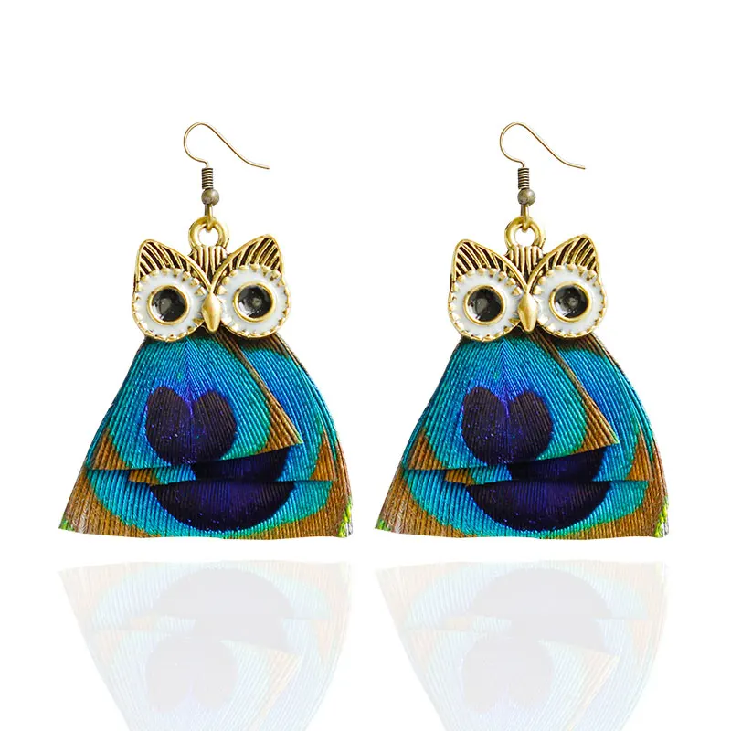 Bohemian Peacock Feather Owl Earrings for Women Vintage Cute Animal Drop Earrings Party Boho Jewelry brincos valentines day gift
Bohemian Peacock Feather Owl Earrings for Women Vintage Cute Animal Drop Earrings Party Boho Jewelry brincos valentines day gift
