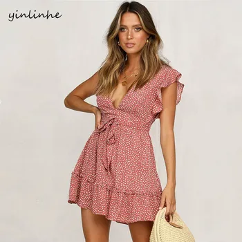 yinlinhe Red Polka Dot Summer Dress Sleeveless V neck Sexy Beach Dress Women 2019 Sash Slim Waist Boho Casual Ruffle Vestido 886
yinlinhe Red Polka Dot Summer Dress Sleeveless V neck Sexy Beach Dress Women 2019 Sash Slim Waist Boho Casual Ruffle Vestido 886