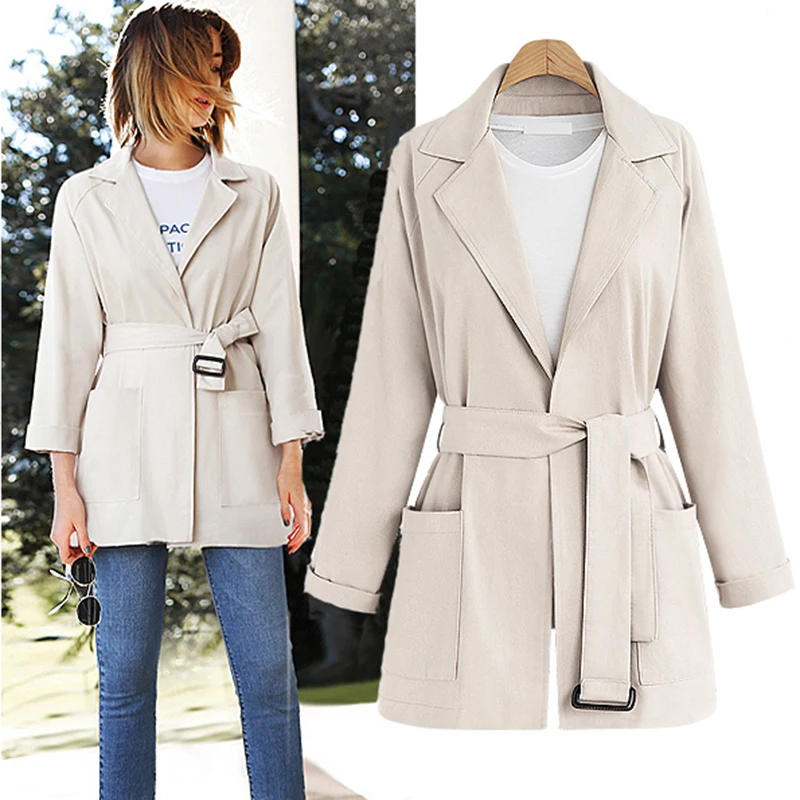 New Outerwear & Coat Women Spring Autumn Long Sleeve Linen Plus Size 4XL Belted Notched Womens Coats and Jackets 2019
New Outerwear & Coat Women Spring Autumn Long Sleeve Linen Plus Size 4XL Belted Notched Womens Coats and Jackets 2019