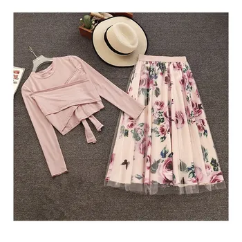 New Elegant Women Cross Bowknot Mesh 2 Piece Set Short 2018 Sweet Irregular Crop Top And Long Skirts Floral Print Suits
New Elegant Women Cross Bowknot Mesh 2 Piece Set Short 2018 Sweet Irregular Crop Top And Long Skirts Floral Print Suits