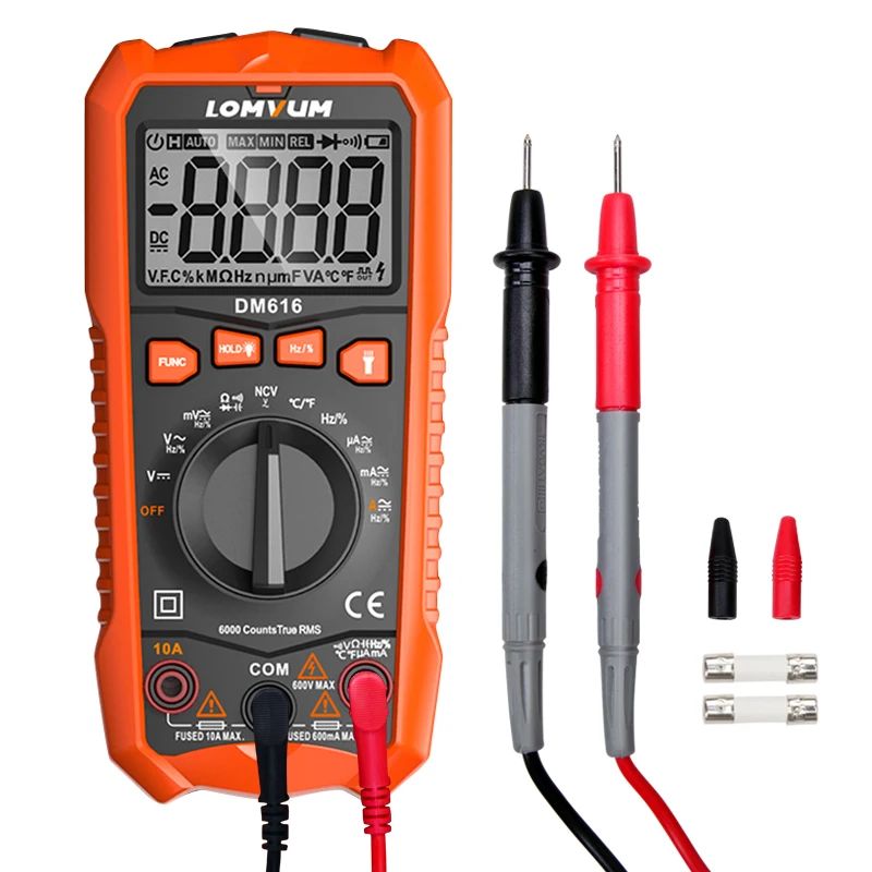 LOMVUM NCV Digital Multimeter 6000 counts Auto Ranging AC/DC voltage Meter Flash Back light Large Screen Ohm Tester Polimetro
LOMVUM NCV Digital Multimeter 6000 counts Auto Ranging AC/DC voltage Meter Flash Back light Large Screen Ohm Tester Polimetro