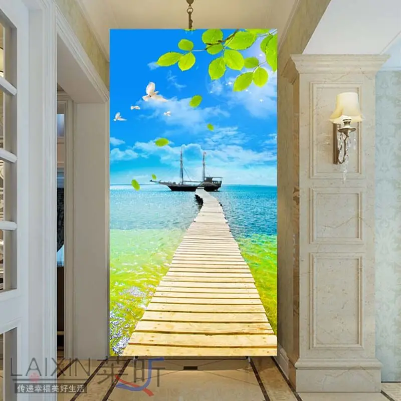 

Custom 3D stereoscopic fabric wallpaper room decorative entrance corridor for large mural wallpaper TV wall backdrop