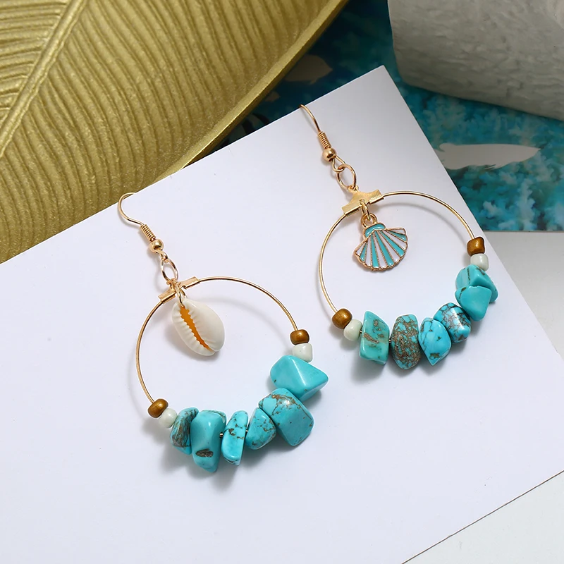 Hesiod New Boho Gold Circle Earrings Starfish Shell Pendant Drop Dangle Earring for Women Stone Beads Earring Summer Jewelry
Hesiod New Boho Gold Circle Earrings Starfish Shell Pendant Drop Dangle Earring for Women Stone Beads Earring Summer Jewelry